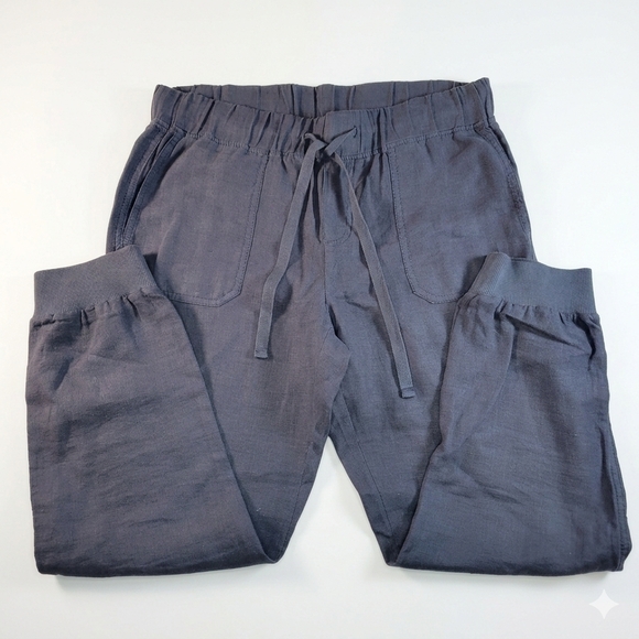 Caslon Pants - ​Caslon Linen Jogger Pants Knit Cuff Petite XS Charcoal Gray Lagenlook Artisanal